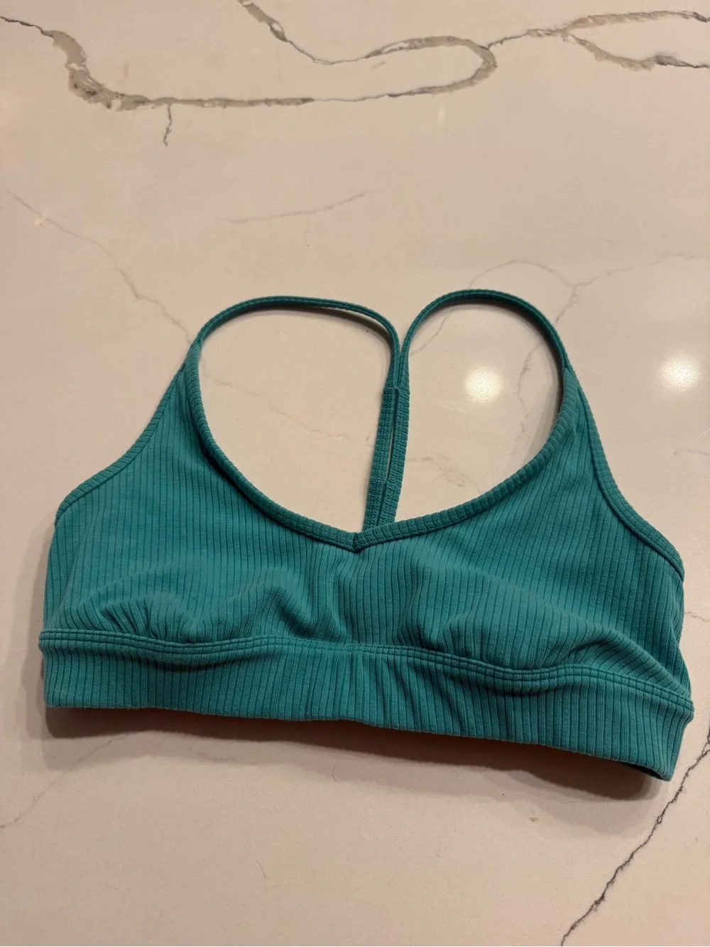 Alo Women’s Teal Ribbed Sport Bra Size XS